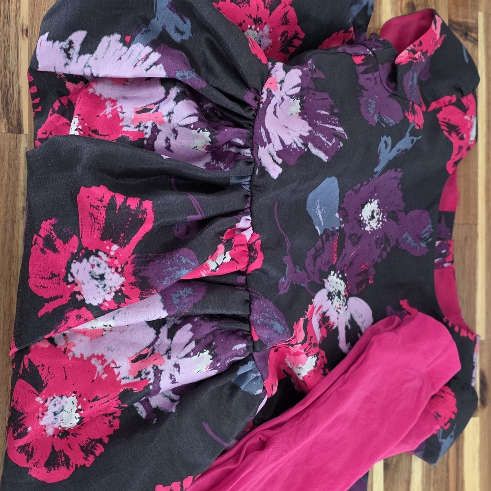 Floral Kids Formal Dress - Black and Pink